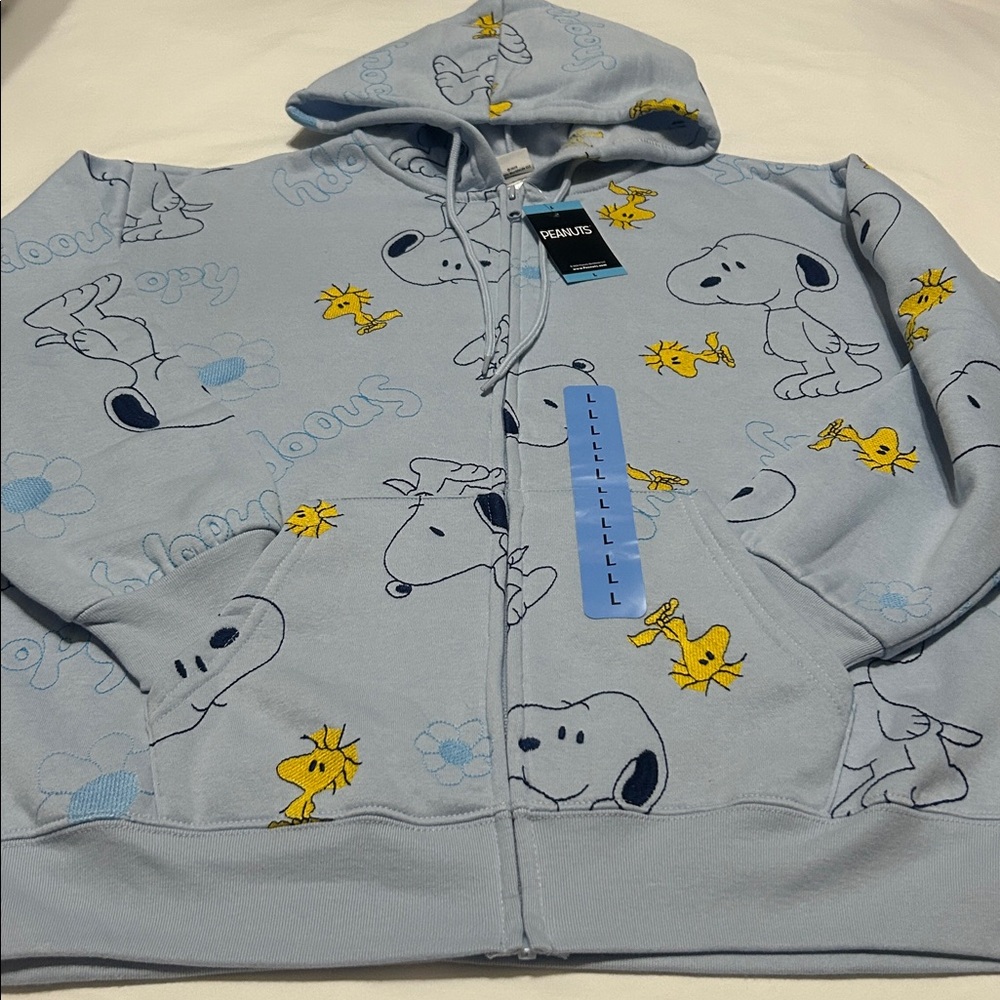 Disney Full Zip Hoodie with Embroidered Snoopy and Woodstock XL NWT - Picture 5 of 11